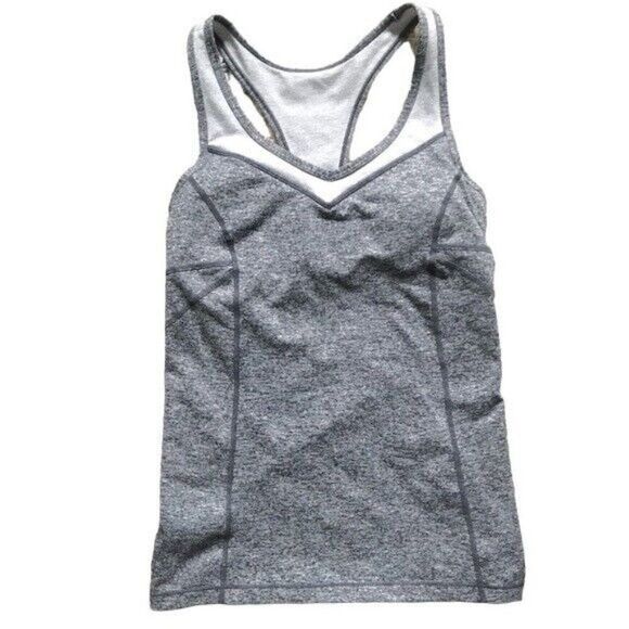 Zella Tank Top Women’s‎ Size XS Take The Plunge Grey Activewear Open Back Logo - Picture 4 of 8